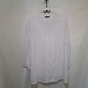 By Design Elegant White Lace Women's Top or Swim Cover Up XL #216